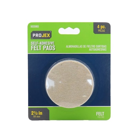 Projex Projex Felt Self Adhesive Surface Pad Brown Round 2-1/2 in. W 4 pk P0103